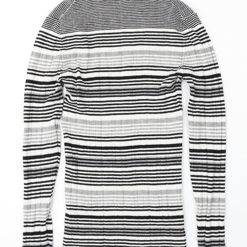 Atmosphere Womens White Mock Neck Striped Viscose Pullover Jumper Size 14