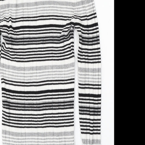 Atmosphere Womens White Mock Neck Striped Viscose Pullover Jumper Size 14