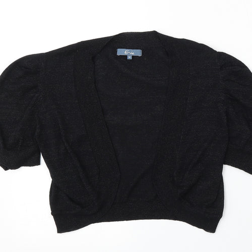 Evie Womens Black V-Neck Cotton Cardigan Jumper Size 12