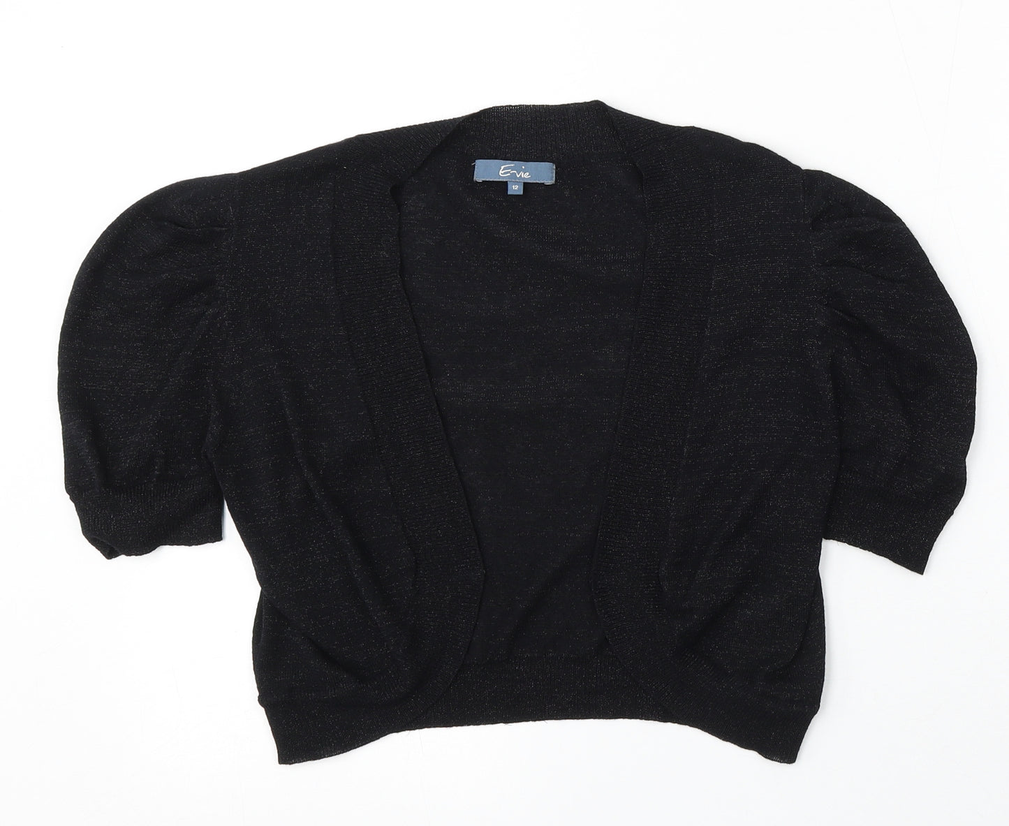 Evie Womens Black V-Neck Cotton Cardigan Jumper Size 12