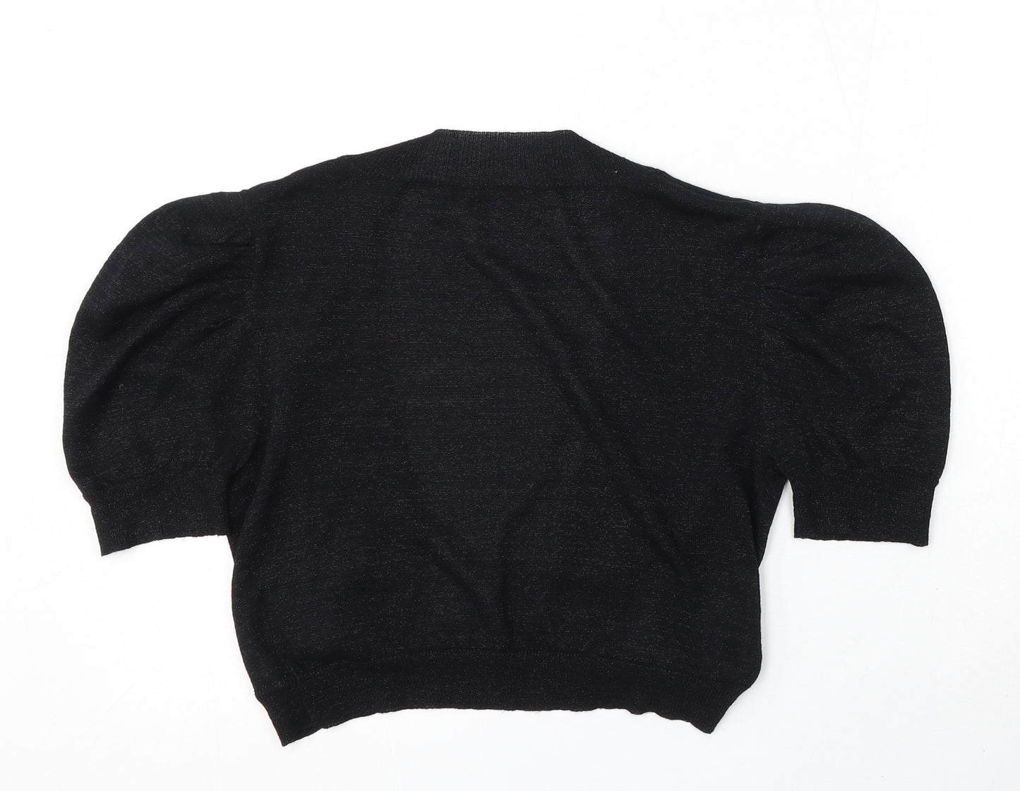 Evie Womens Black V-Neck Cotton Cardigan Jumper Size 12