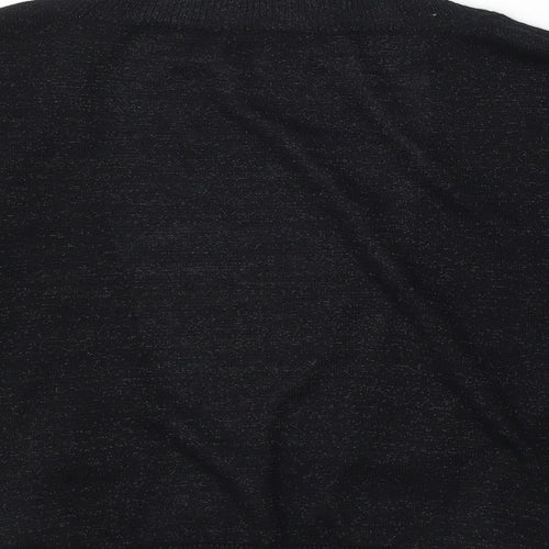 Evie Womens Black V-Neck Cotton Cardigan Jumper Size 12