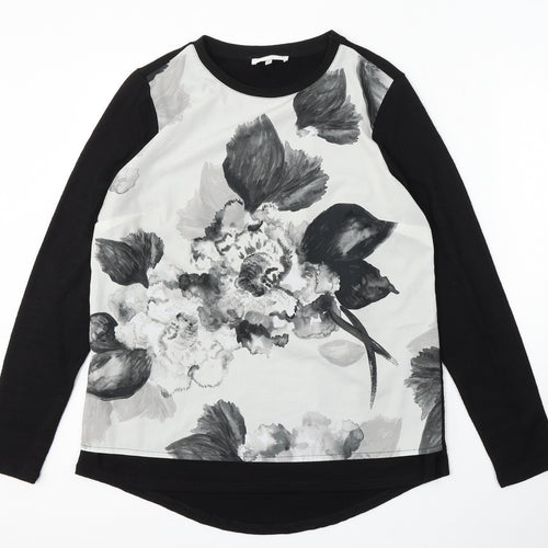 RJR.John Rocha Womens Black Round Neck Floral Viscose Pullover Jumper Size 12 - Floral detail