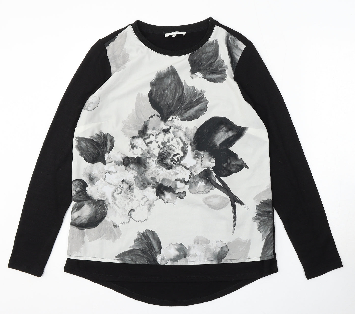 RJR.John Rocha Womens Black Round Neck Floral Viscose Pullover Jumper Size 12 - Floral detail