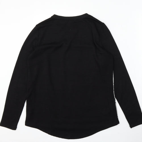 RJR.John Rocha Womens Black Round Neck Floral Viscose Pullover Jumper Size 12 - Floral detail