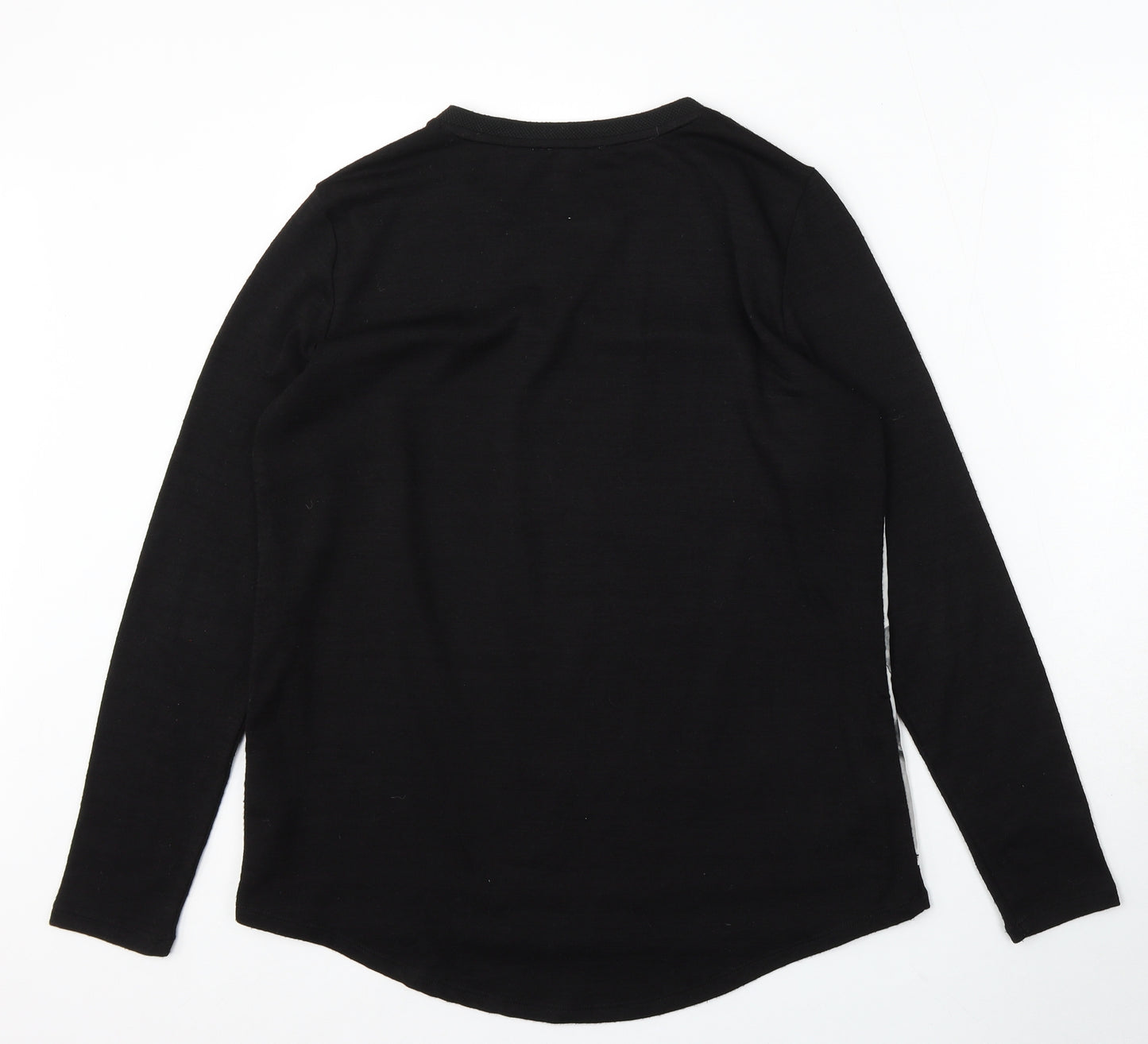 RJR.John Rocha Womens Black Round Neck Floral Viscose Pullover Jumper Size 12 - Floral detail