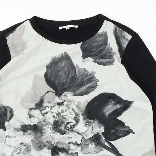 RJR.John Rocha Womens Black Round Neck Floral Viscose Pullover Jumper Size 12 - Floral detail