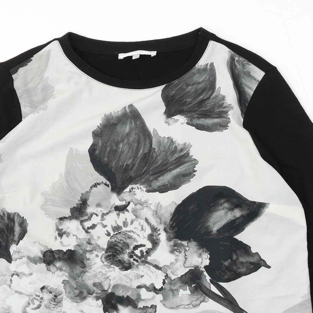 RJR.John Rocha Womens Black Round Neck Floral Viscose Pullover Jumper Size 12 - Floral detail