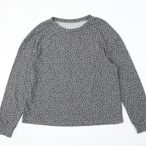 Preworn Womens Grey Round Neck Polka Dot Polyester Pullover Jumper Size 4