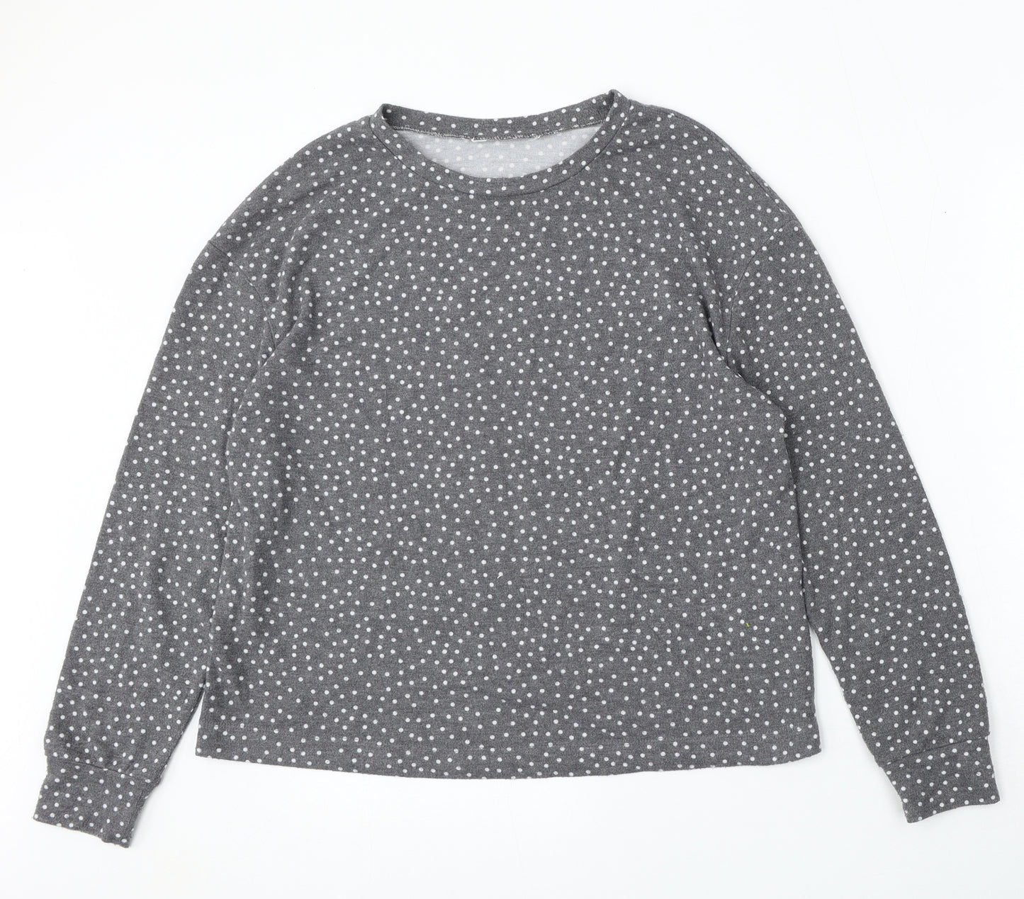 Preworn Womens Grey Round Neck Polka Dot Polyester Pullover Jumper Size 4
