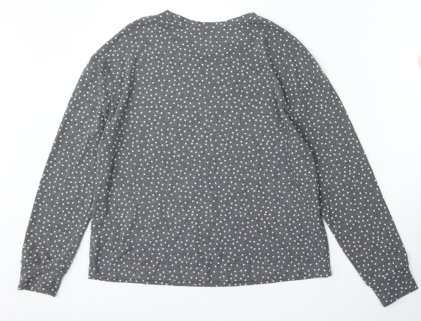 Preworn Womens Grey Round Neck Polka Dot Polyester Pullover Jumper Size 4