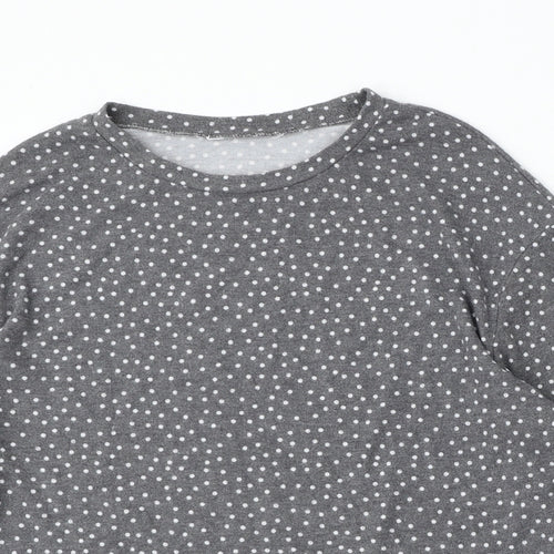 Preworn Womens Grey Round Neck Polka Dot Polyester Pullover Jumper Size 4
