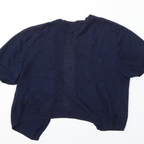 TU Womens Blue V-Neck Cotton Cardigan Jumper Size 12