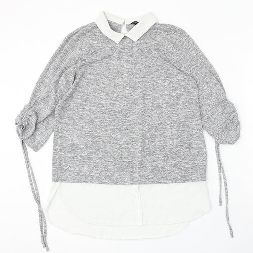 Dorothy Perkins Womens Grey Collared Polyester Pullover Jumper Size 10