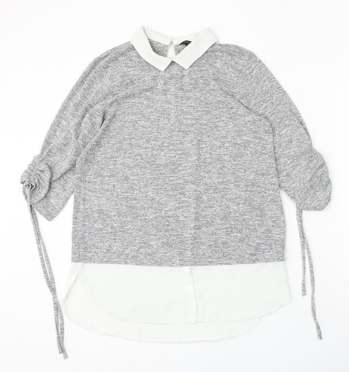 Dorothy Perkins Womens Grey Collared Polyester Pullover Jumper Size 10