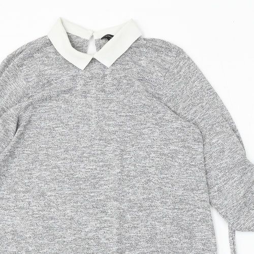 Dorothy Perkins Womens Grey Collared Polyester Pullover Jumper Size 10