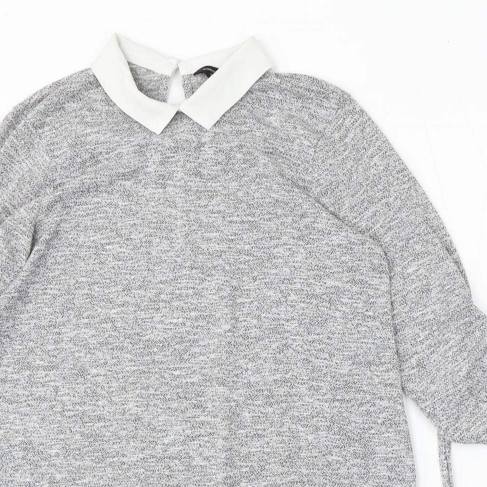 Dorothy Perkins Womens Grey Collared Polyester Pullover Jumper Size 10