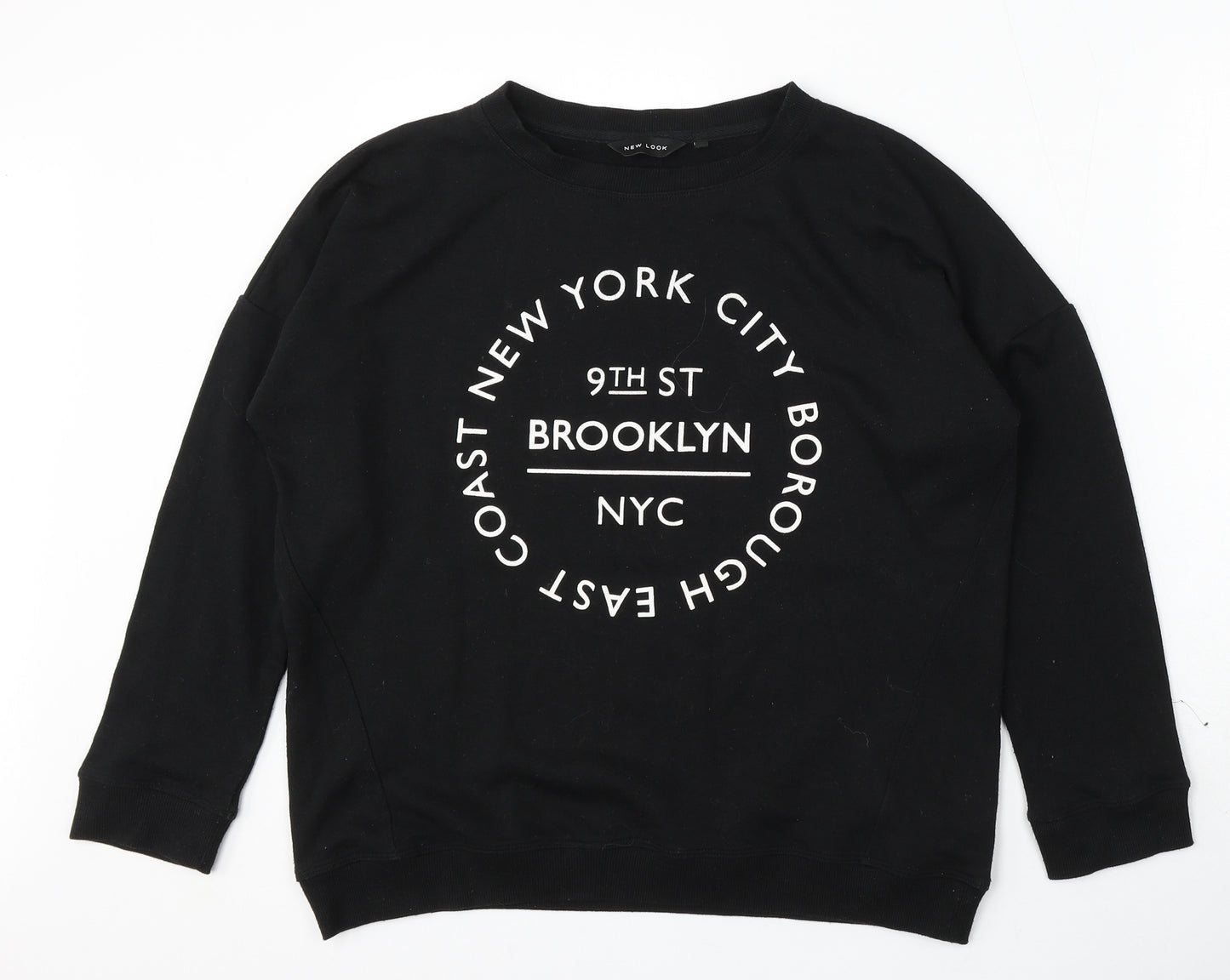 New Look Womens Black Polyester Pullover Sweatshirt Size 14