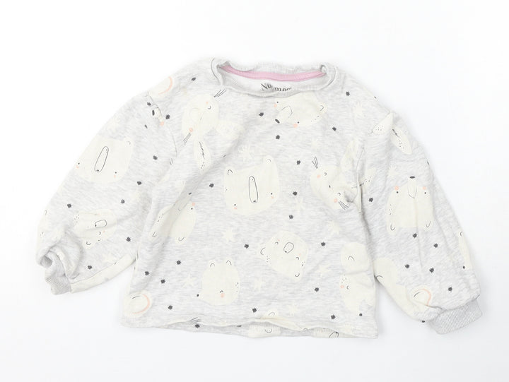 Nutmeg Boys Grey Round Neck Cotton Pullover Jumper Size 2-3 Years - Cute Animals