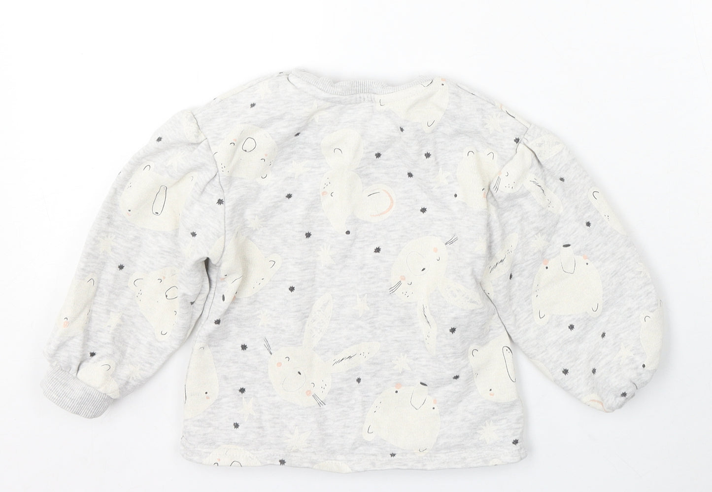 Nutmeg Boys Grey Round Neck Cotton Pullover Jumper Size 2-3 Years - Cute Animals