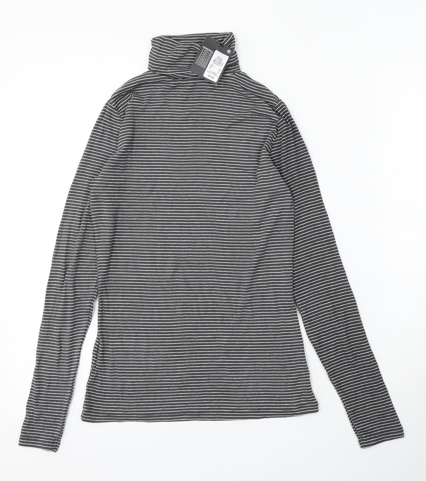 Atmosphere Womens Grey Roll Neck Striped Viscose Pullover Jumper Size 10