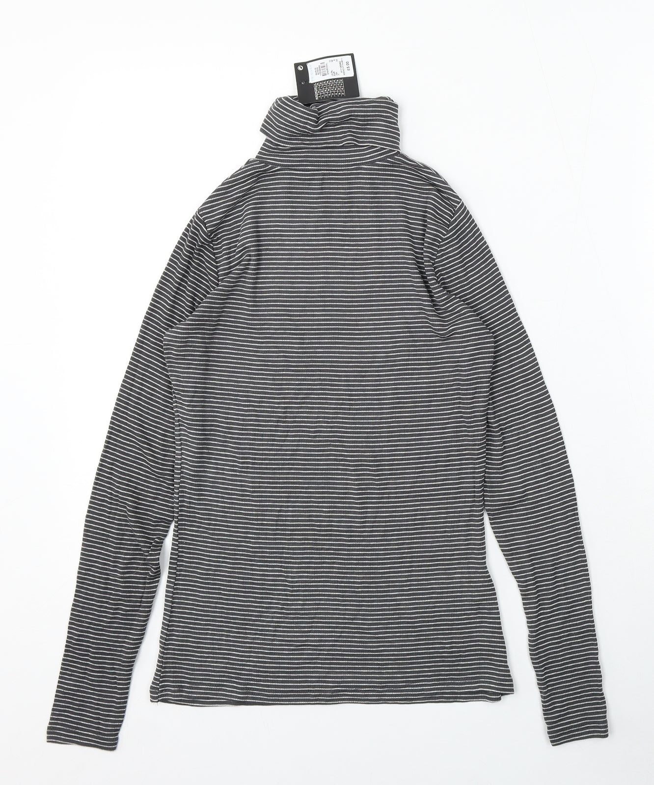 Atmosphere Womens Grey Roll Neck Striped Viscose Pullover Jumper Size 10