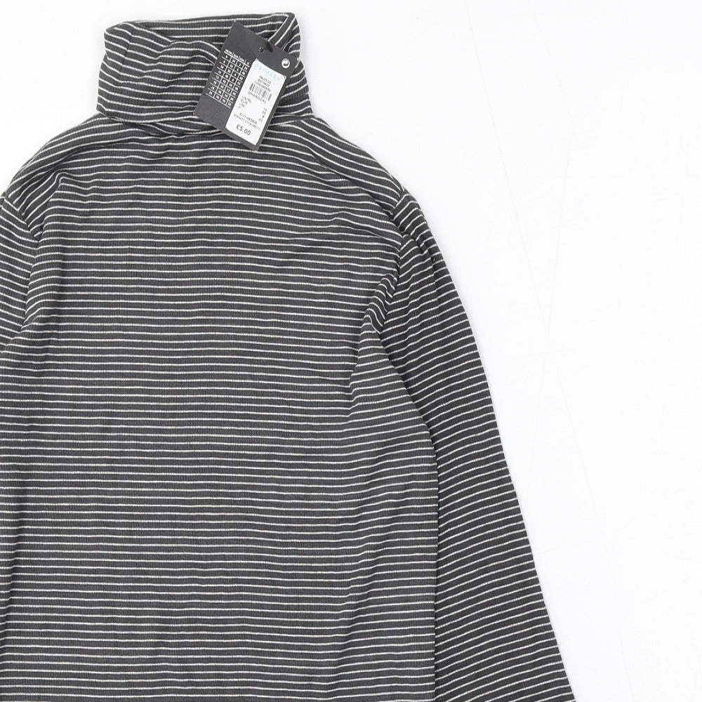 Atmosphere Womens Grey Roll Neck Striped Viscose Pullover Jumper Size 10