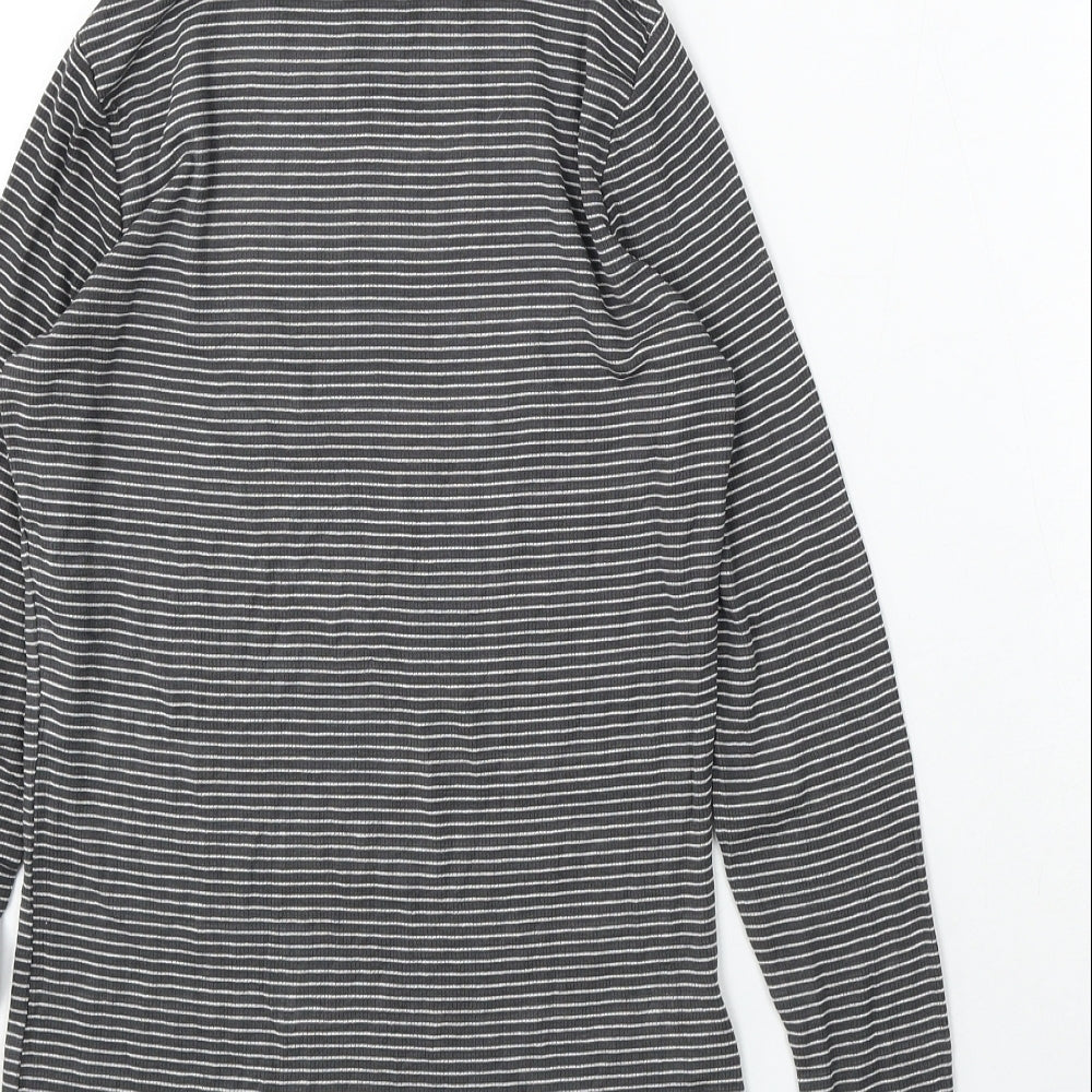 Atmosphere Womens Grey Roll Neck Striped Viscose Pullover Jumper Size 10