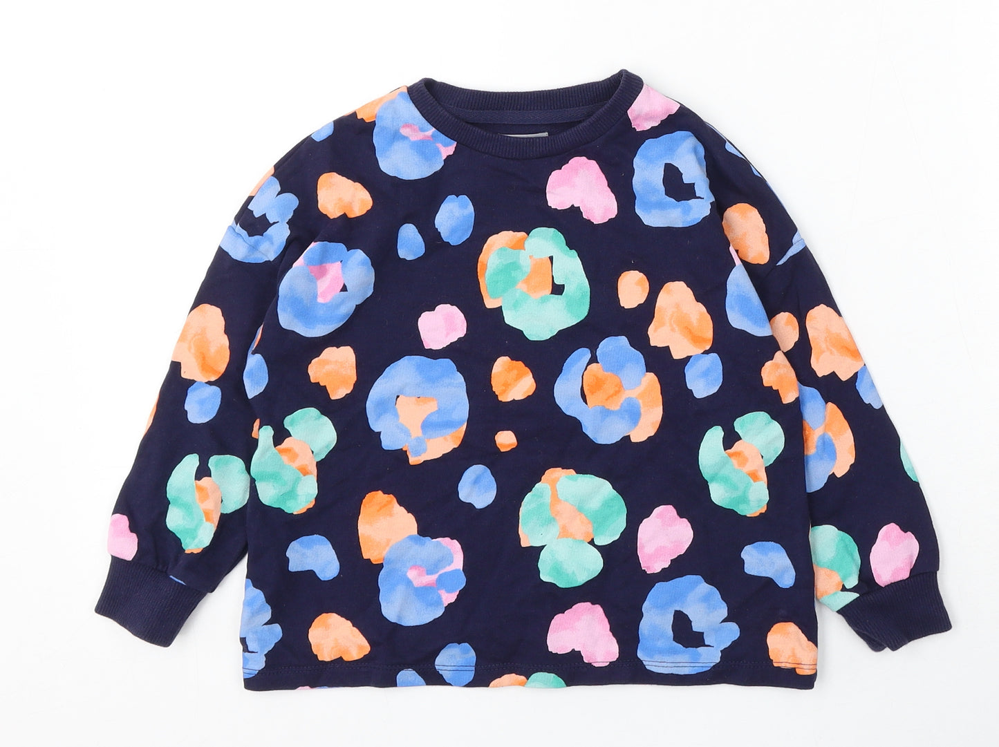 NEXT Girls Blue Geometric Cotton Pullover Sweatshirt Size 5 Years