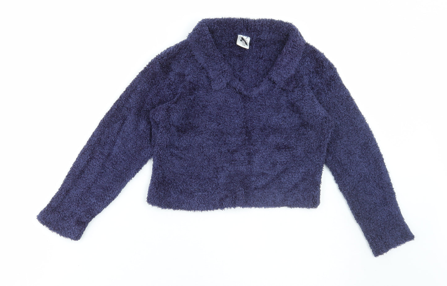 Preworn Girls Blue Collared Acrylic Pullover Jumper Size 5-6 Years