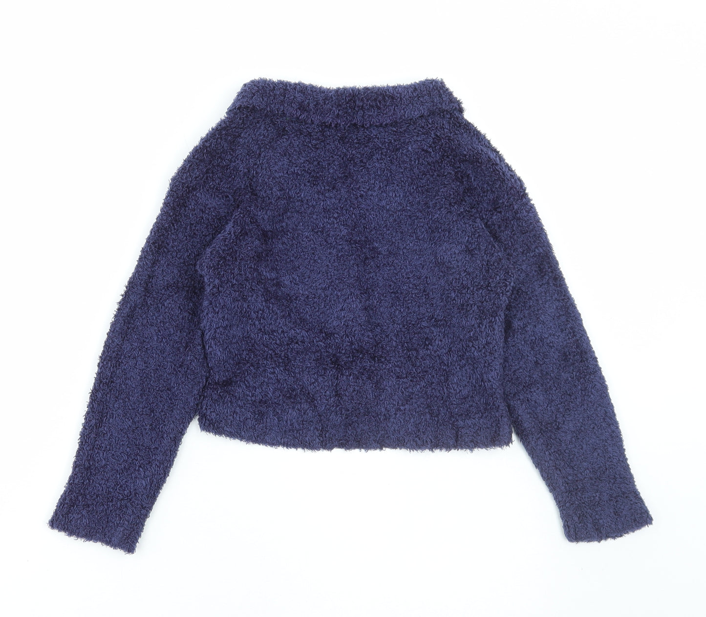 Preworn Girls Blue Collared Acrylic Pullover Jumper Size 5-6 Years