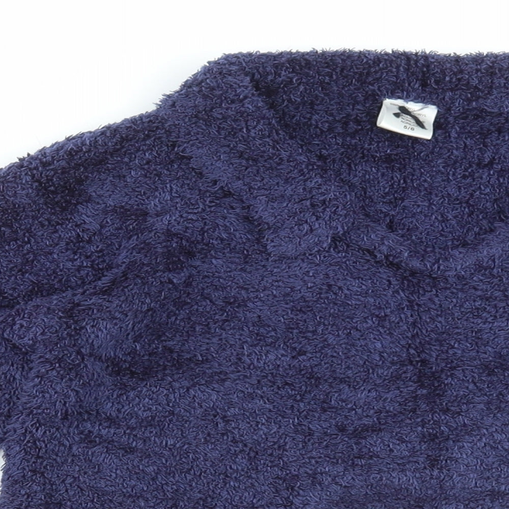 Preworn Girls Blue Collared Acrylic Pullover Jumper Size 5-6 Years