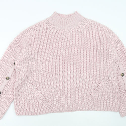 Red Herring Womens Pink High Neck Acrylic Pullover Jumper Size 18