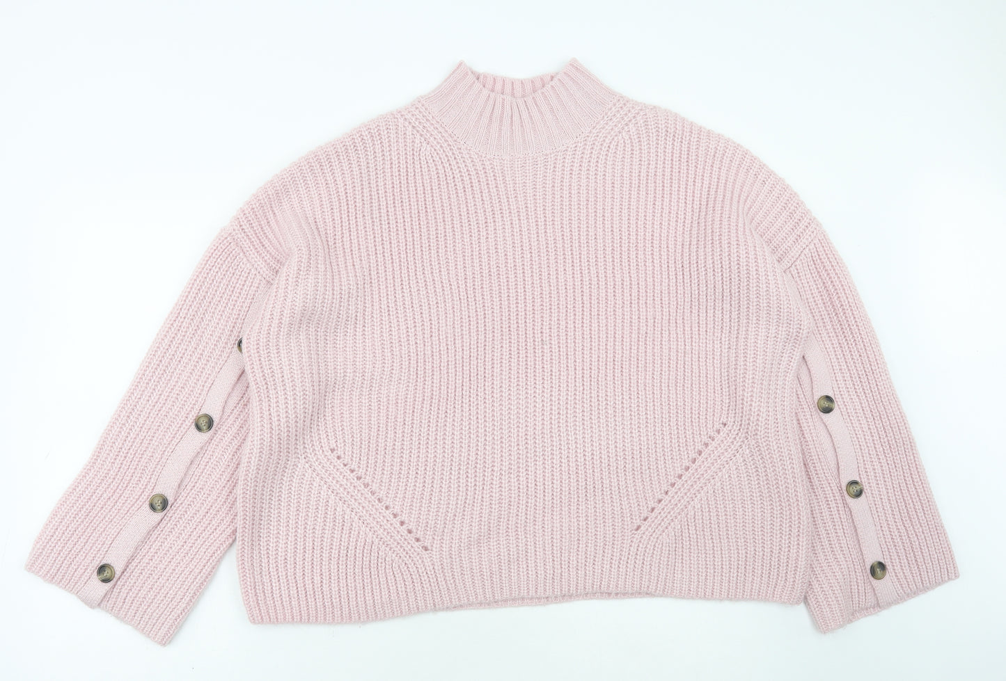 Red Herring Womens Pink High Neck Acrylic Pullover Jumper Size 18