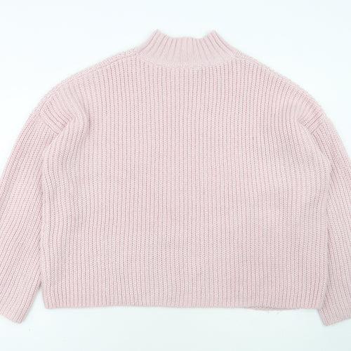 Red Herring Womens Pink High Neck Acrylic Pullover Jumper Size 18