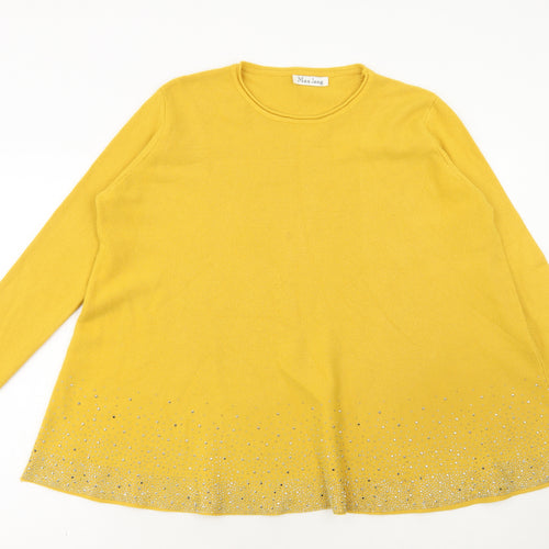Max Long Womens Yellow Scoop Neck Viscose Pullover Jumper Size XL