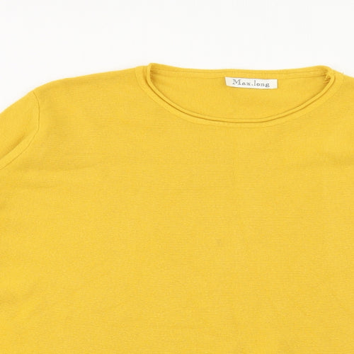 Max Long Womens Yellow Scoop Neck Viscose Pullover Jumper Size XL