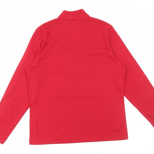 Emreco Womens Red Polyester Basic T-Shirt Size 16 V-Neck