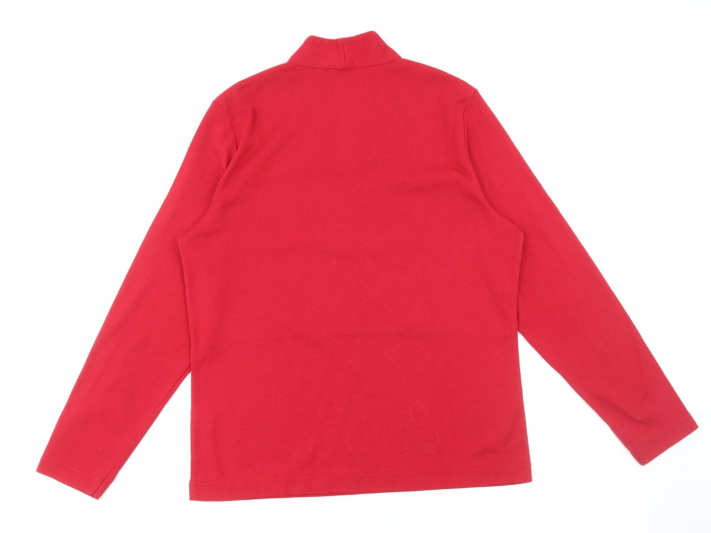 Emreco Womens Red Polyester Basic T-Shirt Size 16 V-Neck