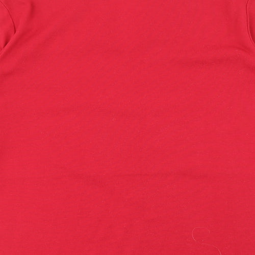 Emreco Womens Red Polyester Basic T-Shirt Size 16 V-Neck