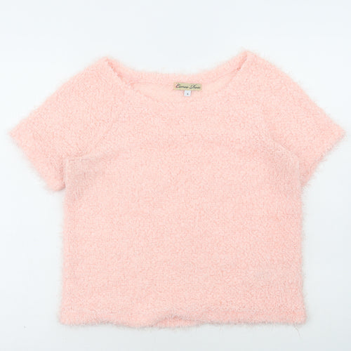 Cameo Rose Womens Pink Round Neck Polyester Pullover Jumper Size 10