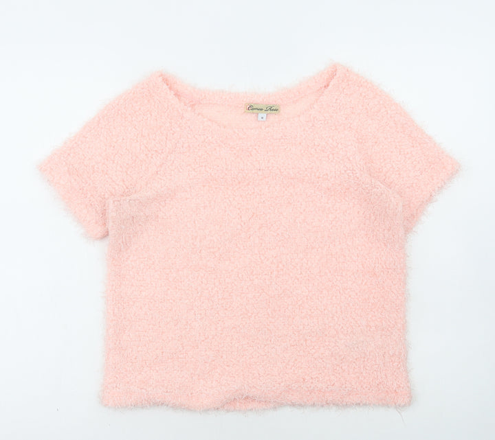 Cameo Rose Womens Pink Round Neck Polyester Pullover Jumper Size 10