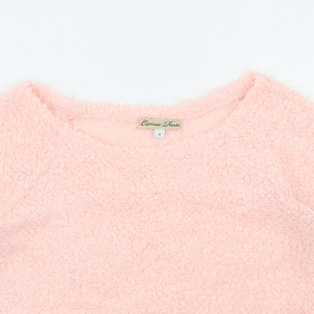 Cameo Rose Womens Pink Round Neck Polyester Pullover Jumper Size 10