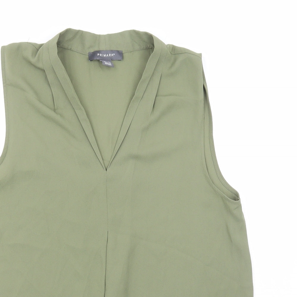 Primark Womens Green Polyester Basic Tank Size 10 V-Neck
