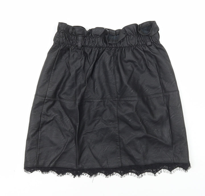 Preworn Womens Black Polyester A-Line Skirt Size M