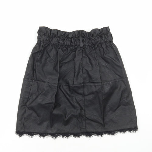 Preworn Womens Black Polyester A-Line Skirt Size M