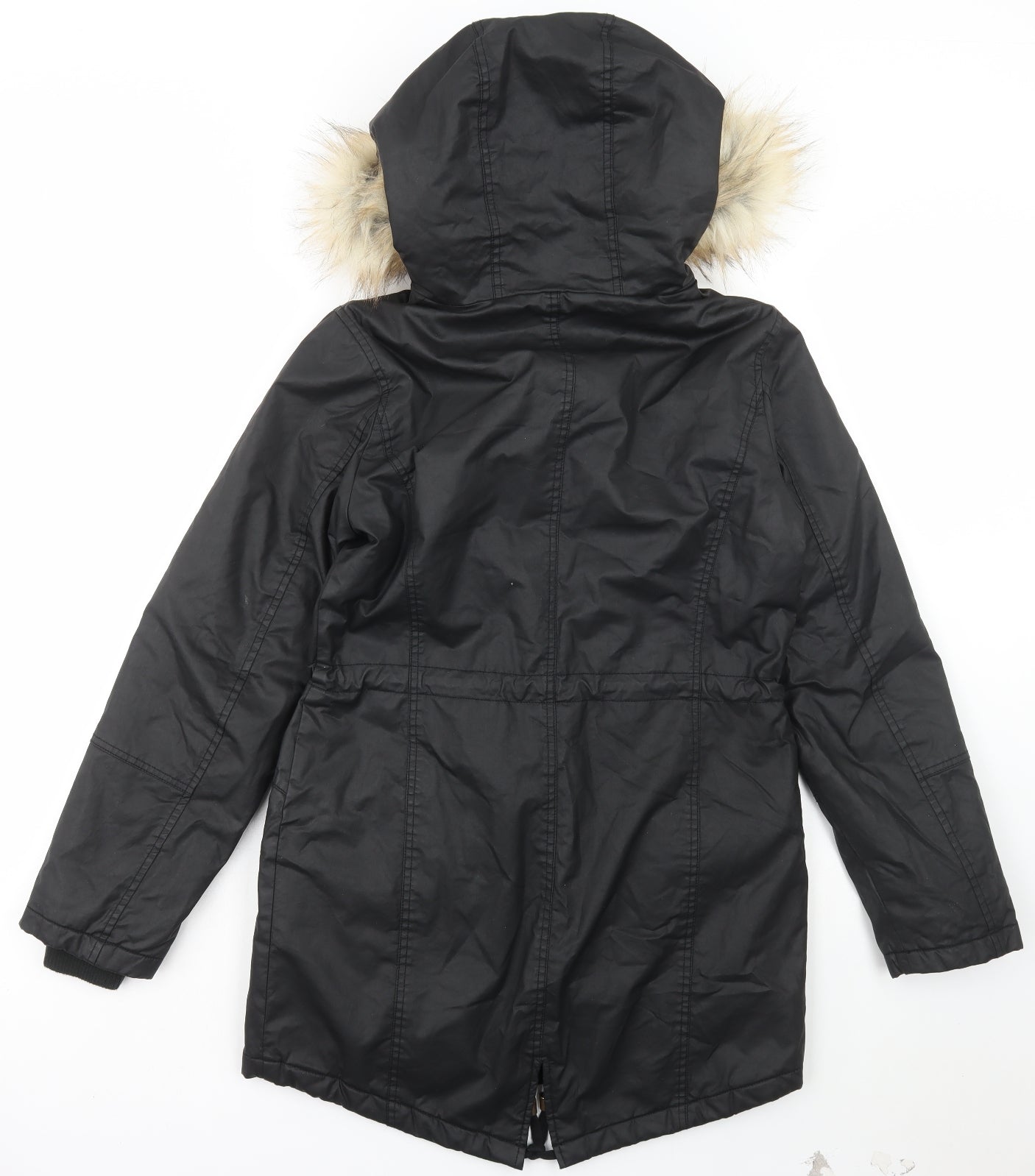 George Womens Black Parka Coat Size XS Zip