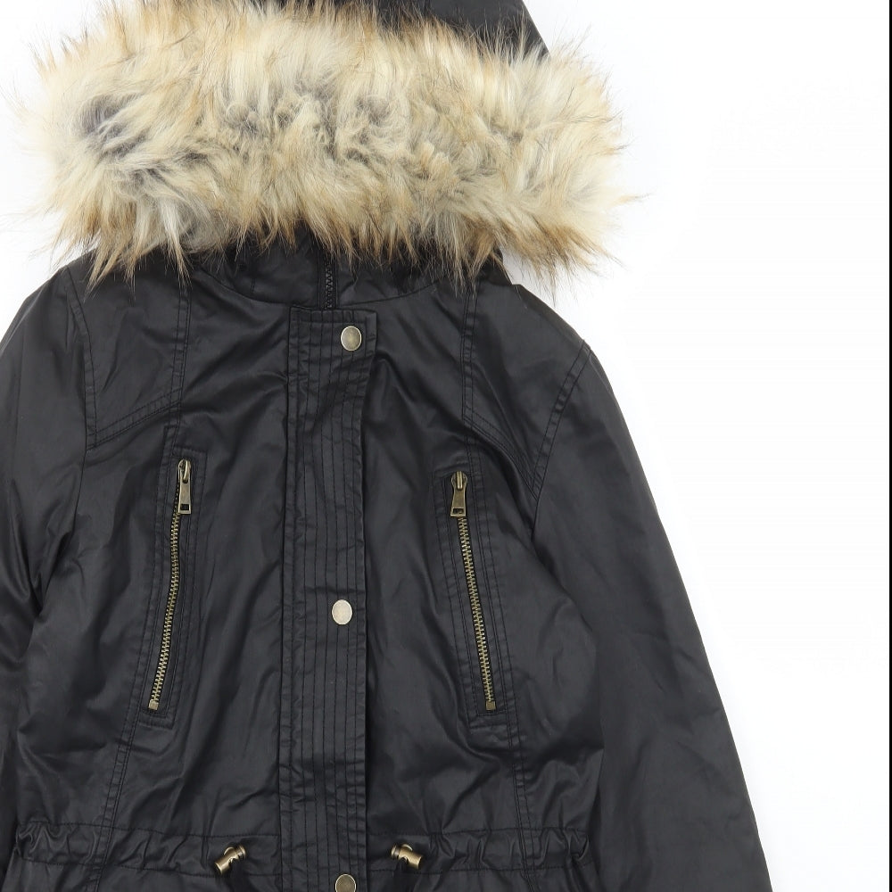 George Womens Black Parka Coat Size XS Zip