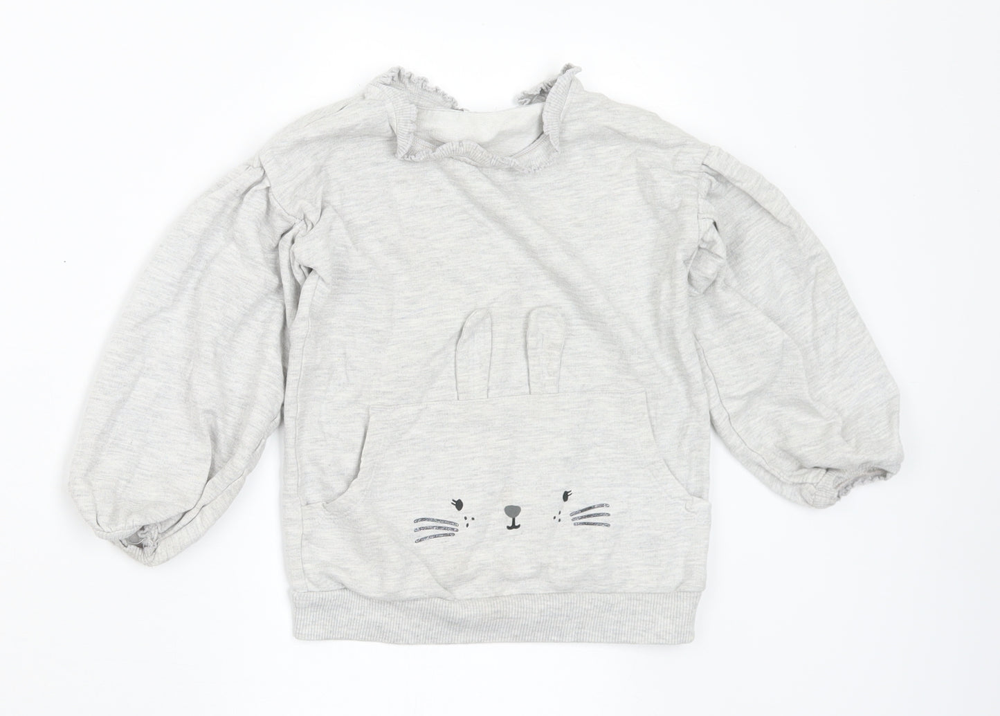 George Girls Grey Cotton Pullover Sweatshirt Size 2-3 Years - Rabbit