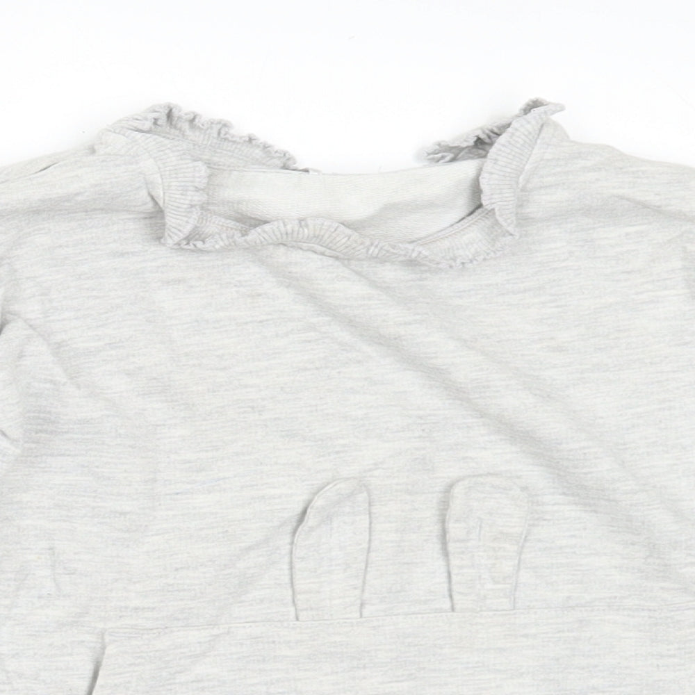 George Girls Grey Cotton Pullover Sweatshirt Size 2-3 Years - Rabbit